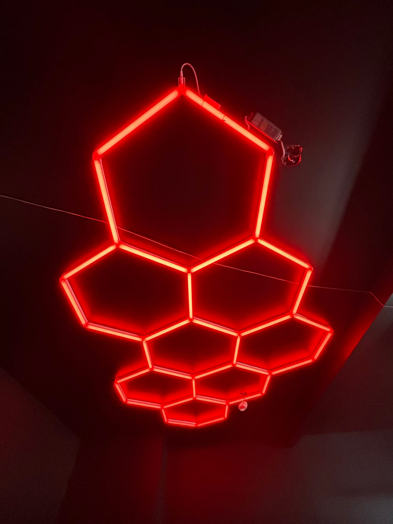 Hexagon LED feature lighting installed by Call Paul Contracting, Edmonton
